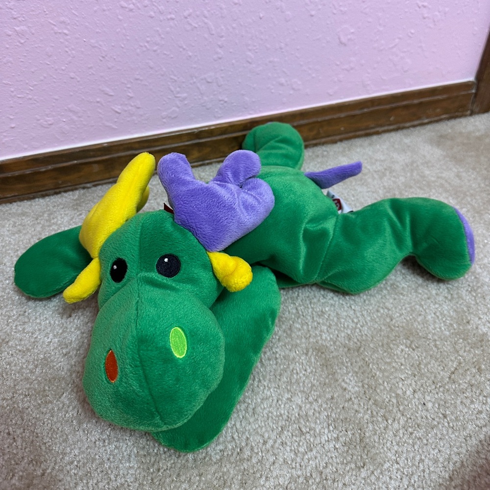 TY Pillow Pals Antlers The Green Moose Reindeer Retired Vintage Colorful 1998
